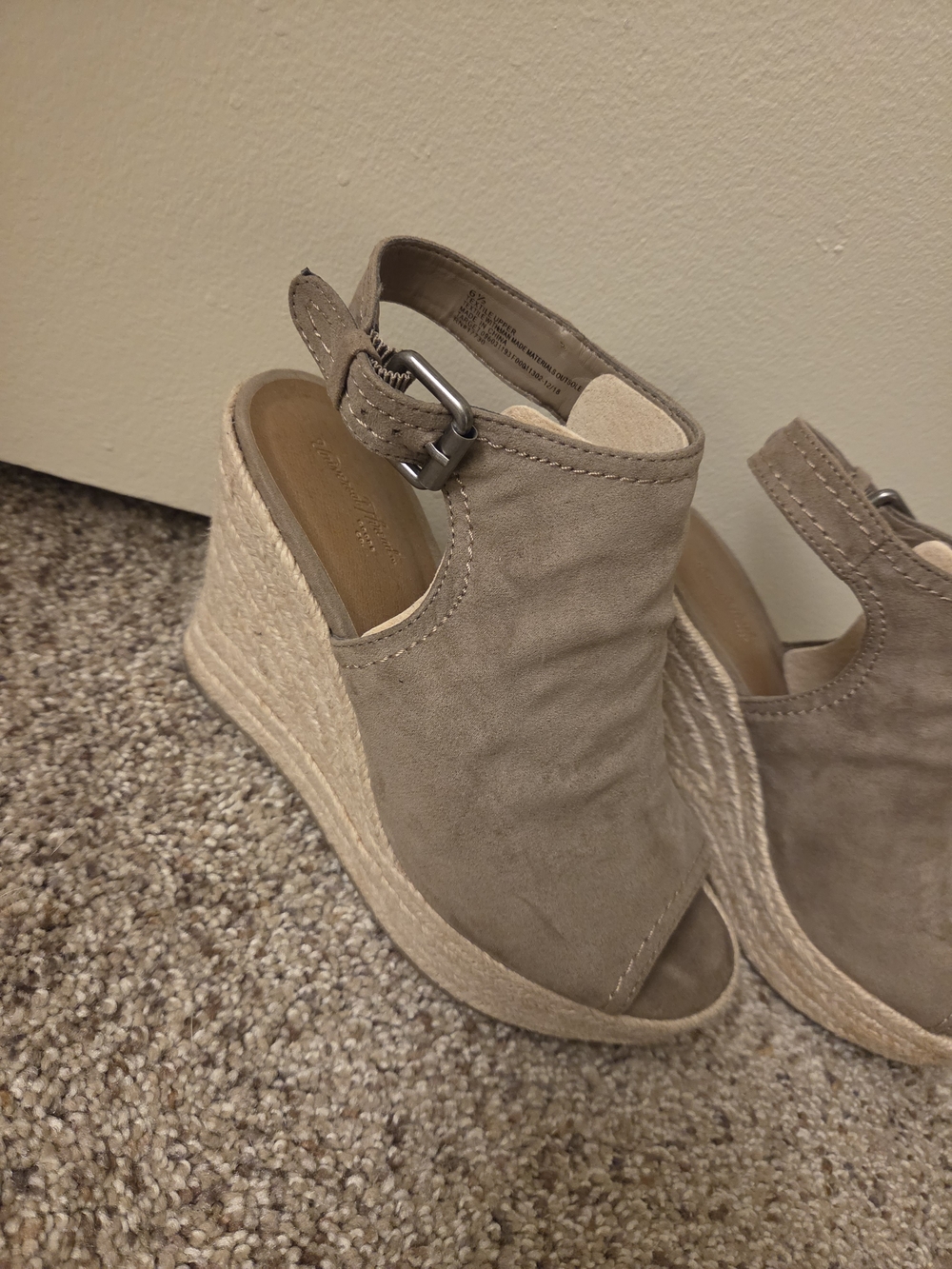 Universal Thread Taupe Suede Espadrille Wedge Sandals